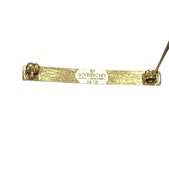 Givenchy | Bar Brooch | Gold Tone & Rhinestone Baguettes | Vintage, circa 1978 - Picture 9 of 11